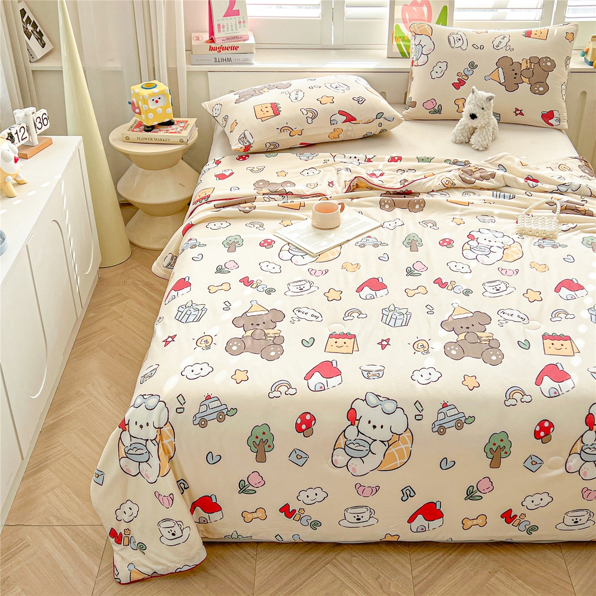 91家纺网 家纺一手货源 找家纺 优被业 2026新款A类牛奶丝针织棉软糯凉感大豆夏被空调被夏凉被(20%大豆国标包检测） 萌宠