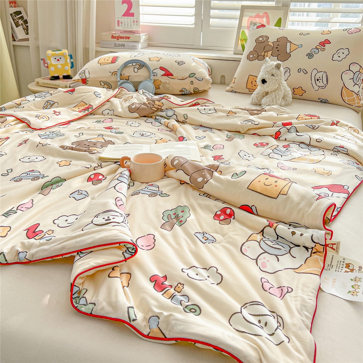 91家纺网 家纺一手货源 找家纺 优被业 2026新款A类牛奶丝针织棉软糯凉感大豆夏被空调被夏凉被(20%大豆国标包检测） 萌宠