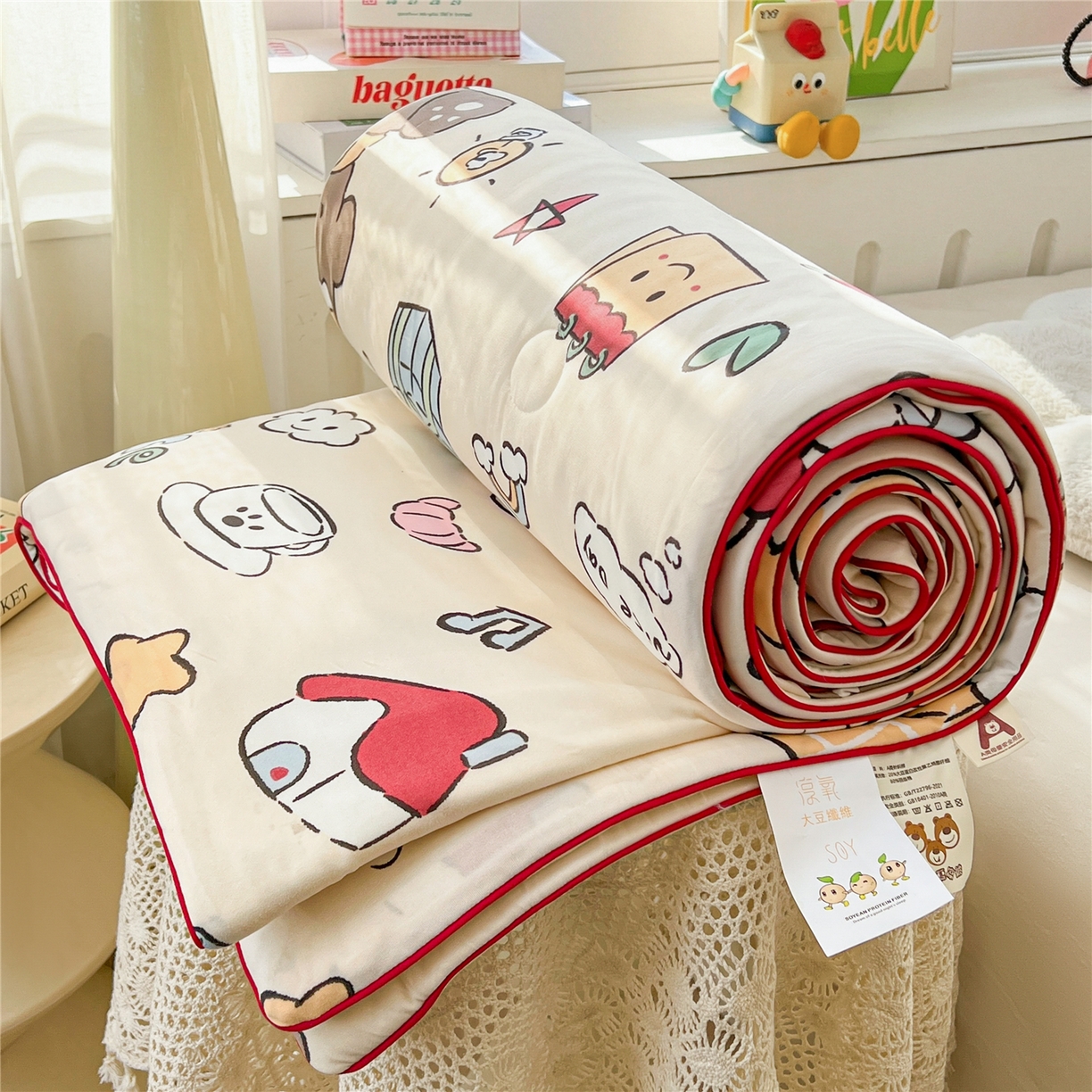 91家纺网 家纺一手货源 找家纺 优被业 2026新款A类牛奶丝针织棉软糯凉感大豆夏被空调被夏凉被(20%大豆国标包检测） 萌宠