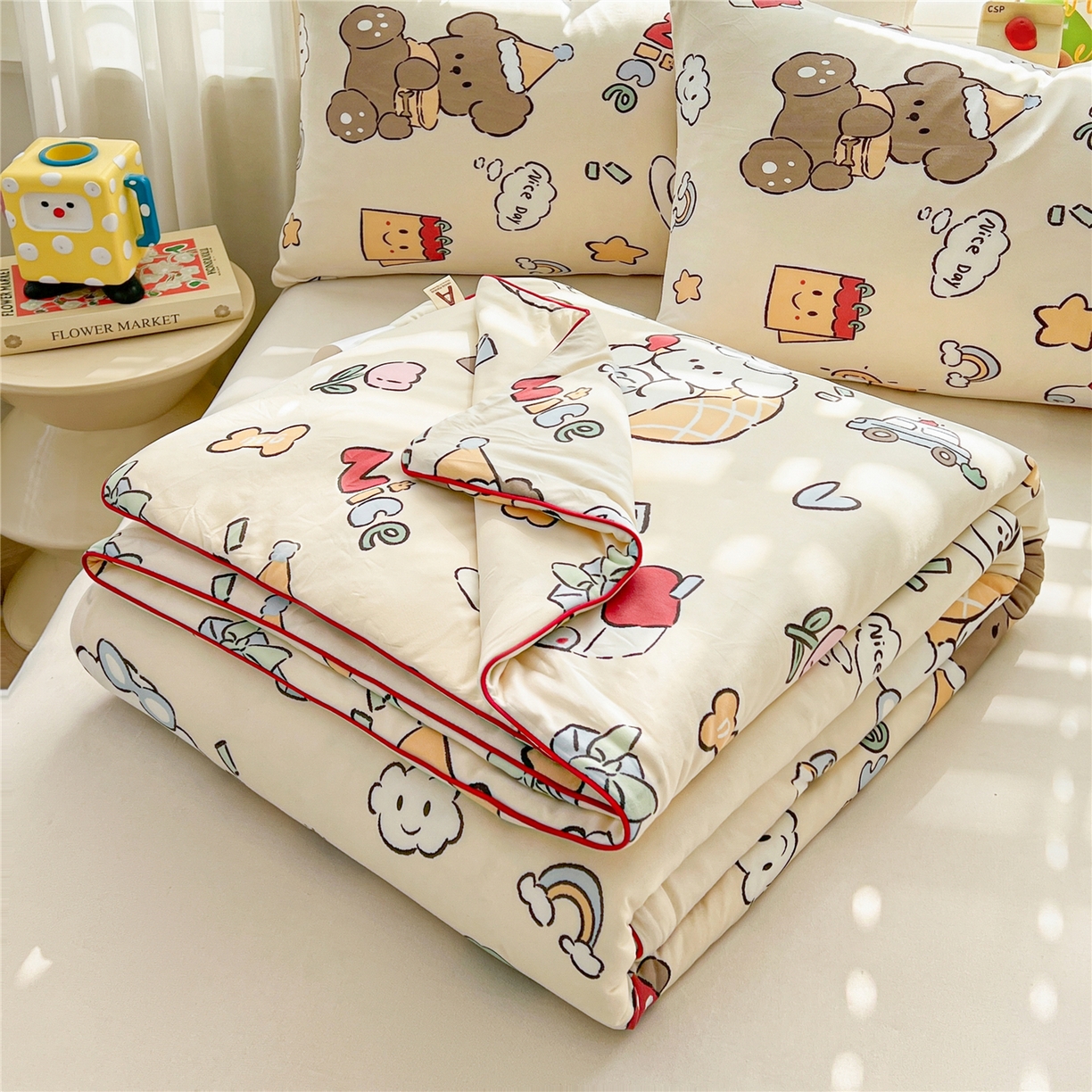 91家纺网 家纺一手货源 找家纺 优被业 2026新款A类牛奶丝针织棉软糯凉感大豆夏被空调被夏凉被(20%大豆国标包检测） 萌宠