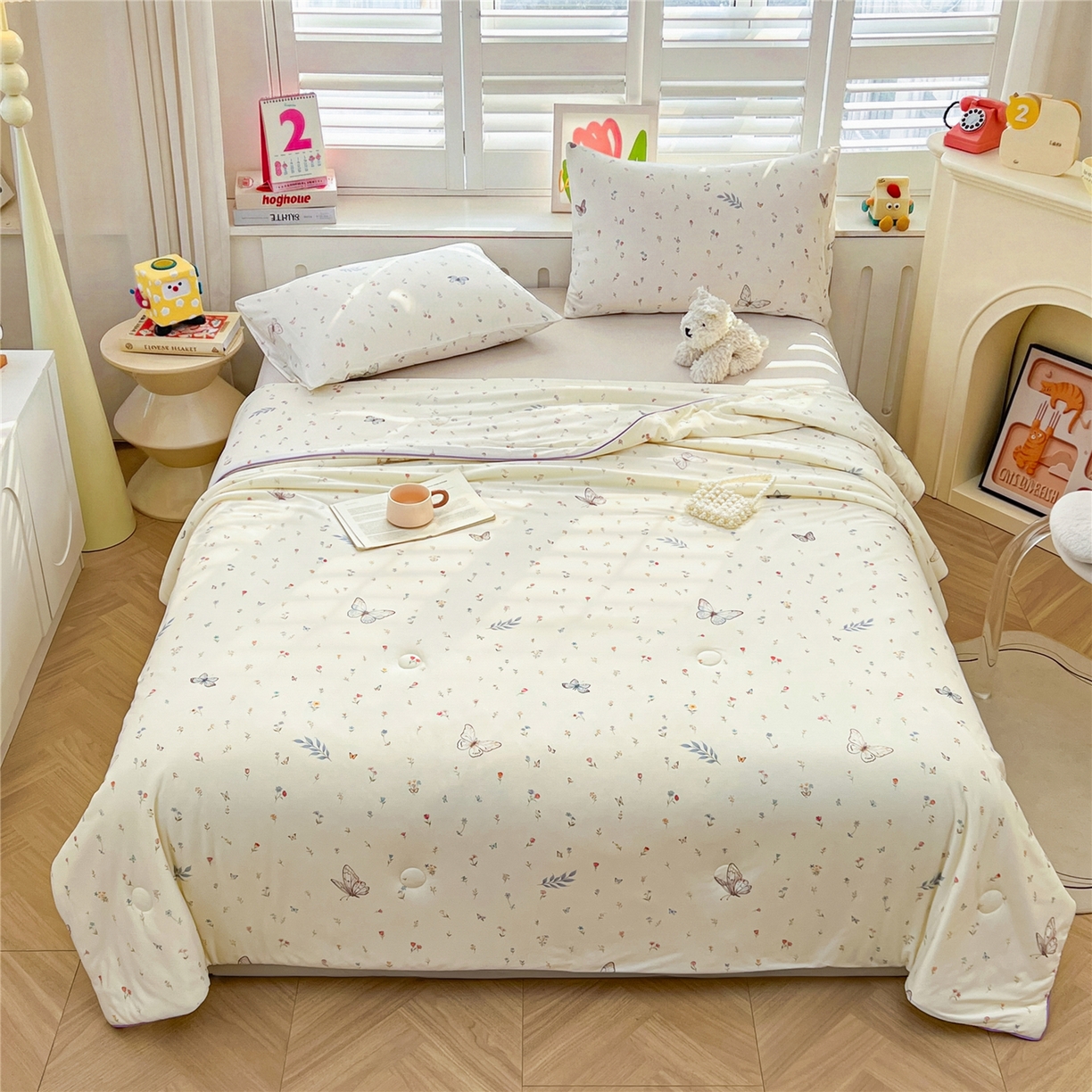 91家纺网 家纺一手货源 找家纺 优被业 2026新款A类牛奶丝针织棉软糯凉感大豆夏被空调被夏凉被(20%大豆国标包检测） 梦蝶