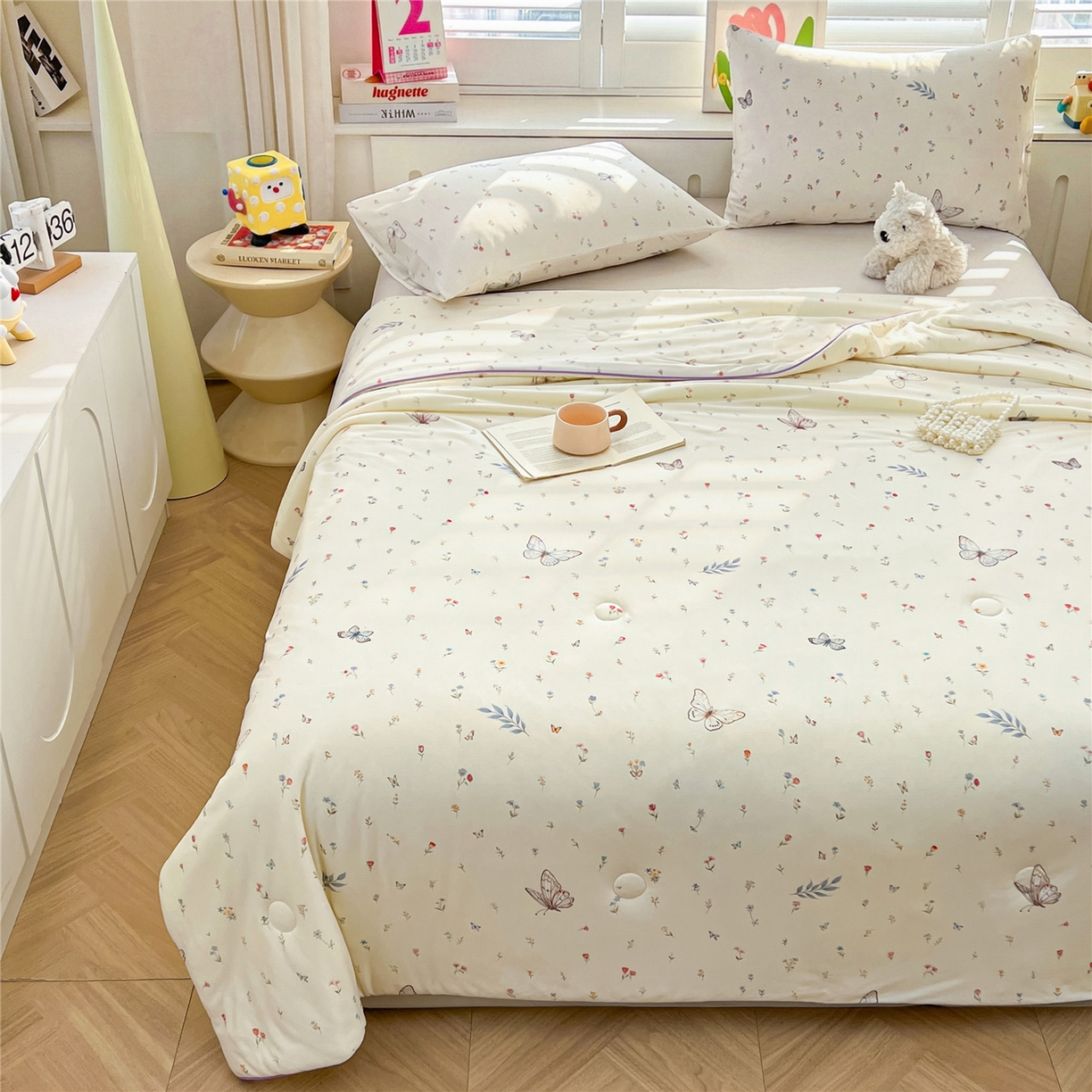 91家纺网 家纺一手货源 找家纺 优被业 2026新款A类牛奶丝针织棉软糯凉感大豆夏被空调被夏凉被(20%大豆国标包检测） 梦蝶