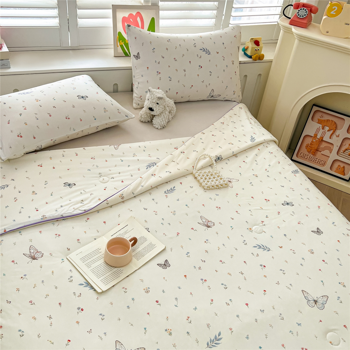 91家纺网 家纺一手货源 找家纺 优被业 2026新款A类牛奶丝针织棉软糯凉感大豆夏被空调被夏凉被(20%大豆国标包检测） 梦蝶