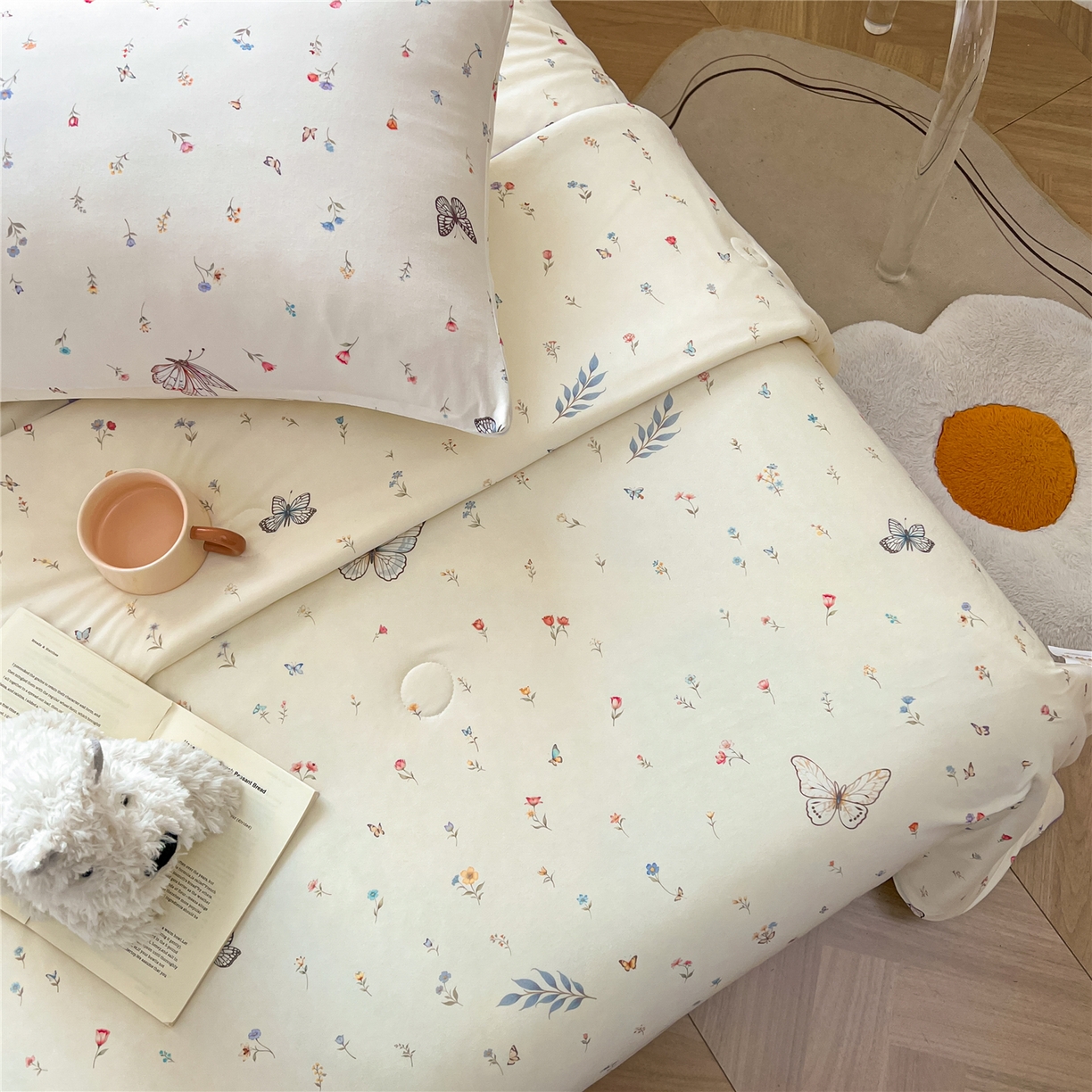 91家纺网 家纺一手货源 找家纺 优被业 2026新款A类牛奶丝针织棉软糯凉感大豆夏被空调被夏凉被(20%大豆国标包检测） 梦蝶