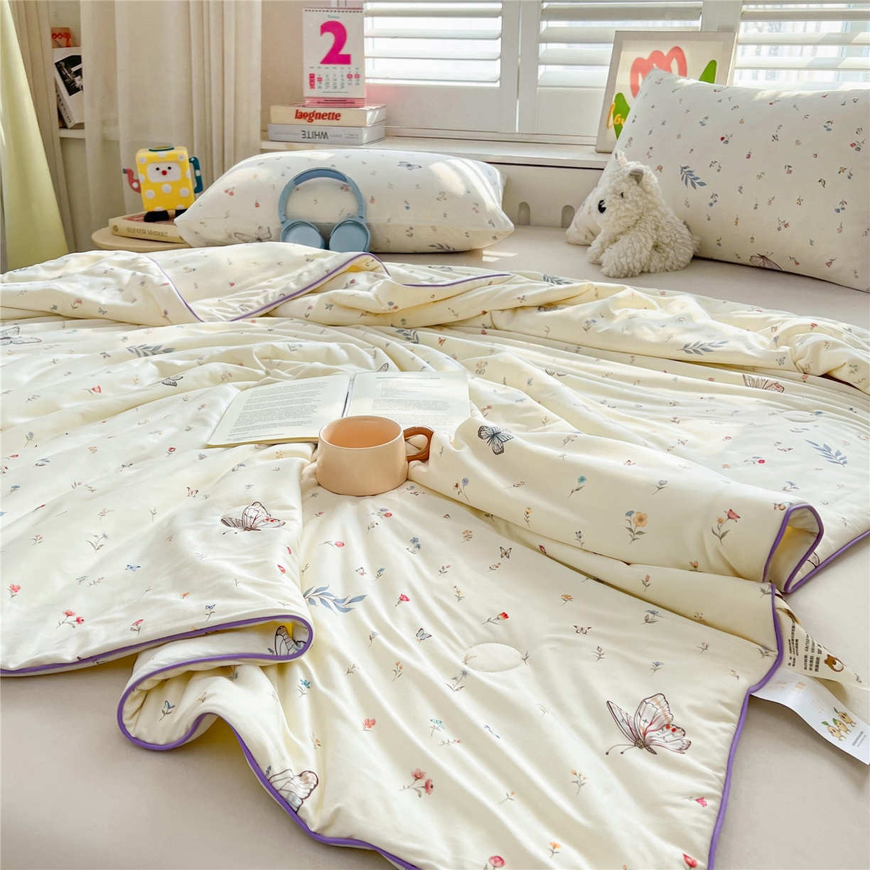 91家纺网 家纺一手货源 找家纺 优被业 2026新款A类牛奶丝针织棉软糯凉感大豆夏被空调被夏凉被(20%大豆国标包检测） 梦蝶