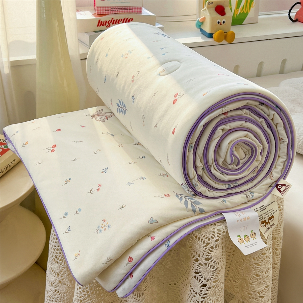 91家纺网 家纺一手货源 找家纺 优被业 2026新款A类牛奶丝针织棉软糯凉感大豆夏被空调被夏凉被(20%大豆国标包检测） 梦蝶