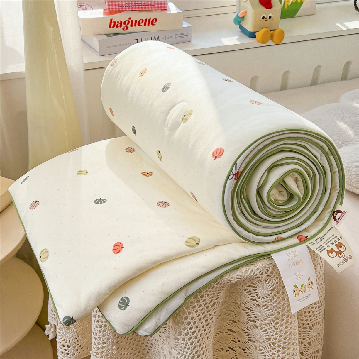 91家纺网 家纺一手货源 找家纺 优被业 2026新款A类牛奶丝针织棉软糯凉感大豆夏被空调被夏凉被(20%大豆国标包检测） 南瓜小熊