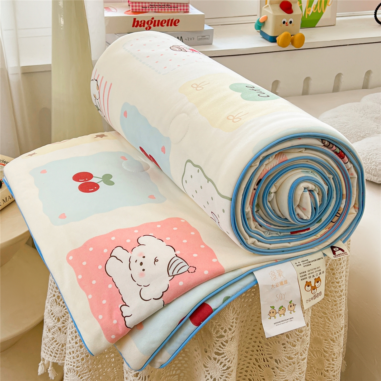 91家纺网 家纺一手货源 找家纺 优被业 2026新款A类牛奶丝针织棉软糯凉感大豆夏被空调被夏凉被(20%大豆国标包检测） 拼拼乐