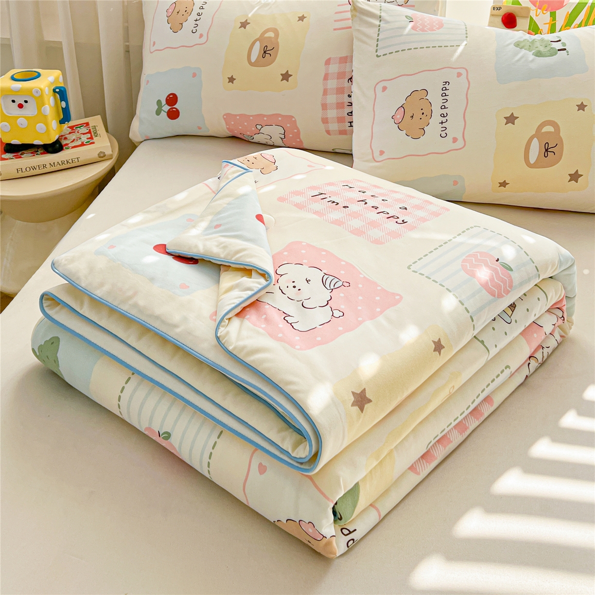 91家纺网 家纺一手货源 找家纺 优被业 2026新款A类牛奶丝针织棉软糯凉感大豆夏被空调被夏凉被(20%大豆国标包检测） 拼拼乐