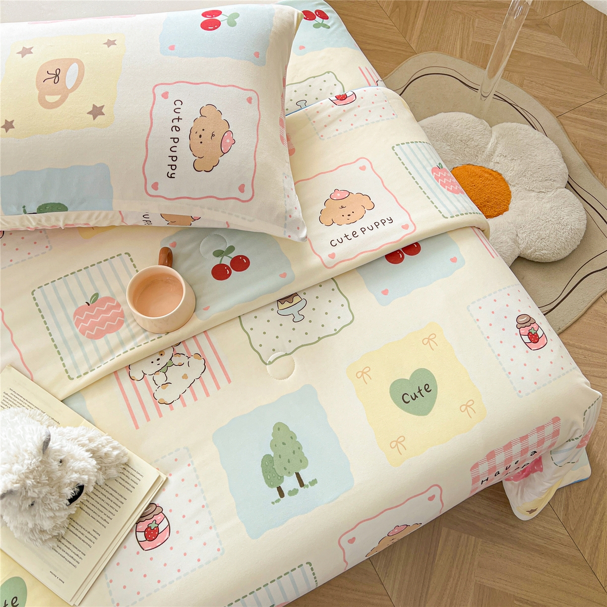 91家纺网 家纺一手货源 找家纺 优被业 2026新款A类牛奶丝针织棉软糯凉感大豆夏被空调被夏凉被(20%大豆国标包检测） 拼拼乐