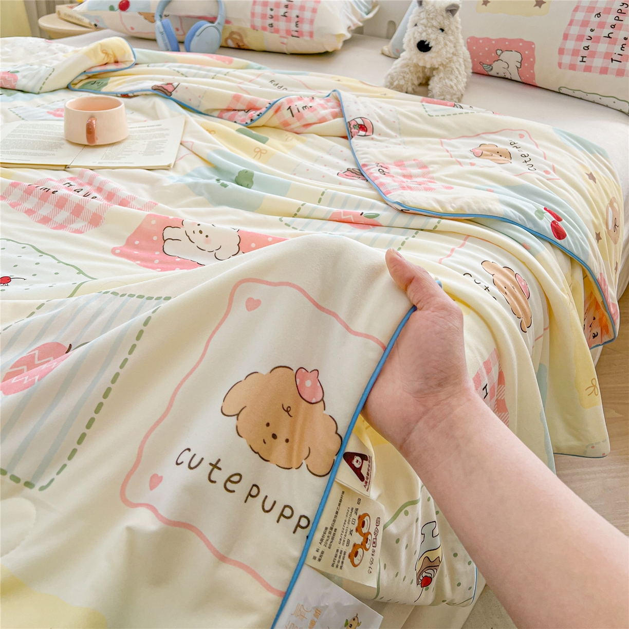 91家纺网 家纺一手货源 找家纺 优被业 2026新款A类牛奶丝针织棉软糯凉感大豆夏被空调被夏凉被(20%大豆国标包检测） 拼拼乐