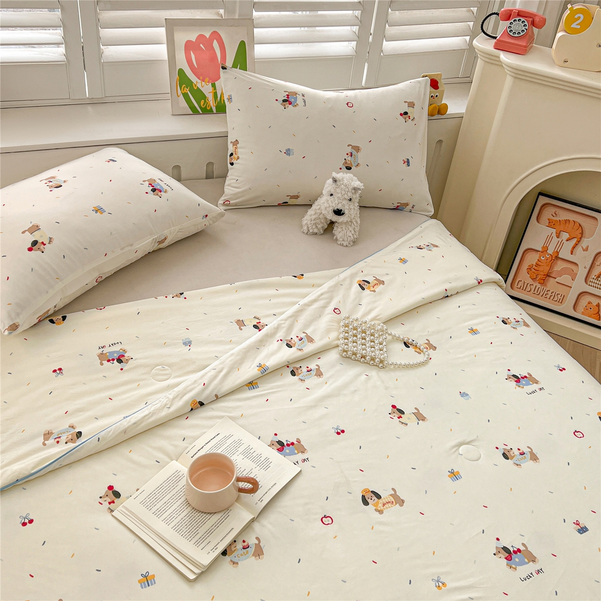 91家纺网 家纺一手货源 找家纺 优被业 2026新款A类牛奶丝针织棉软糯凉感大豆夏被空调被夏凉被(20%大豆国标包检测） 俏皮狗