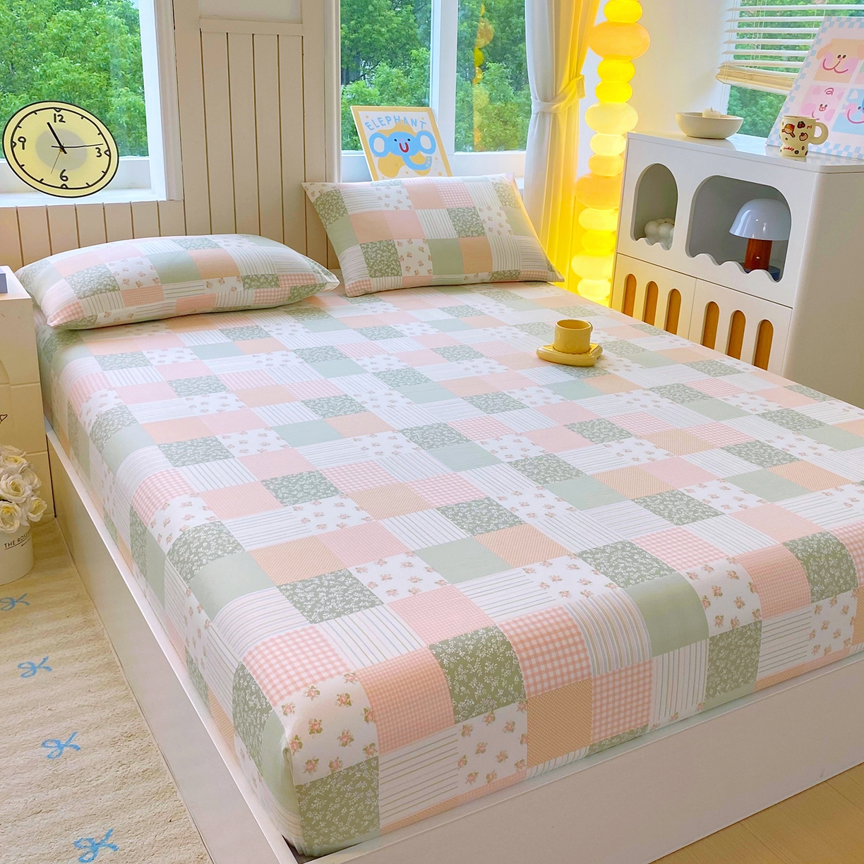 91家纺网 家纺一手货源 找家纺 悦织湾家纺 2026新款斜纹加厚水洗棉超细斜（加厚）床笠单床笠床笠单件-席梦思保护套 床笠-半亩花田