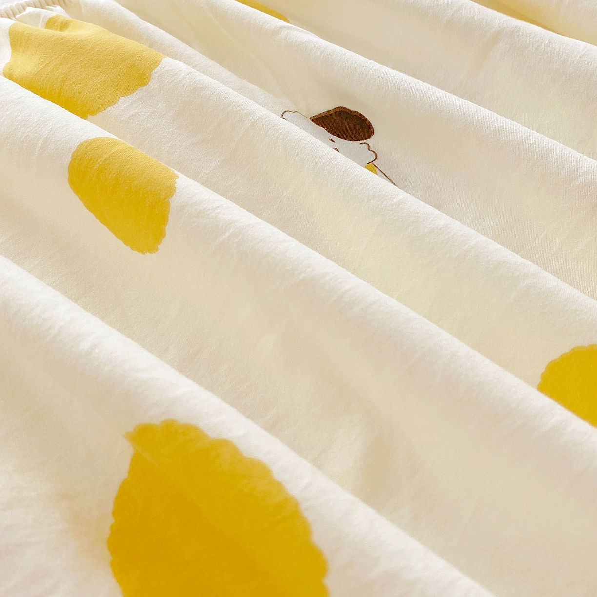 91家纺网 家纺一手货源 找家纺 悦织湾家纺 2026新款斜纹加厚水洗棉超细斜（加厚）床笠单床笠床笠单件-席梦思保护套 床笠-波点小狗