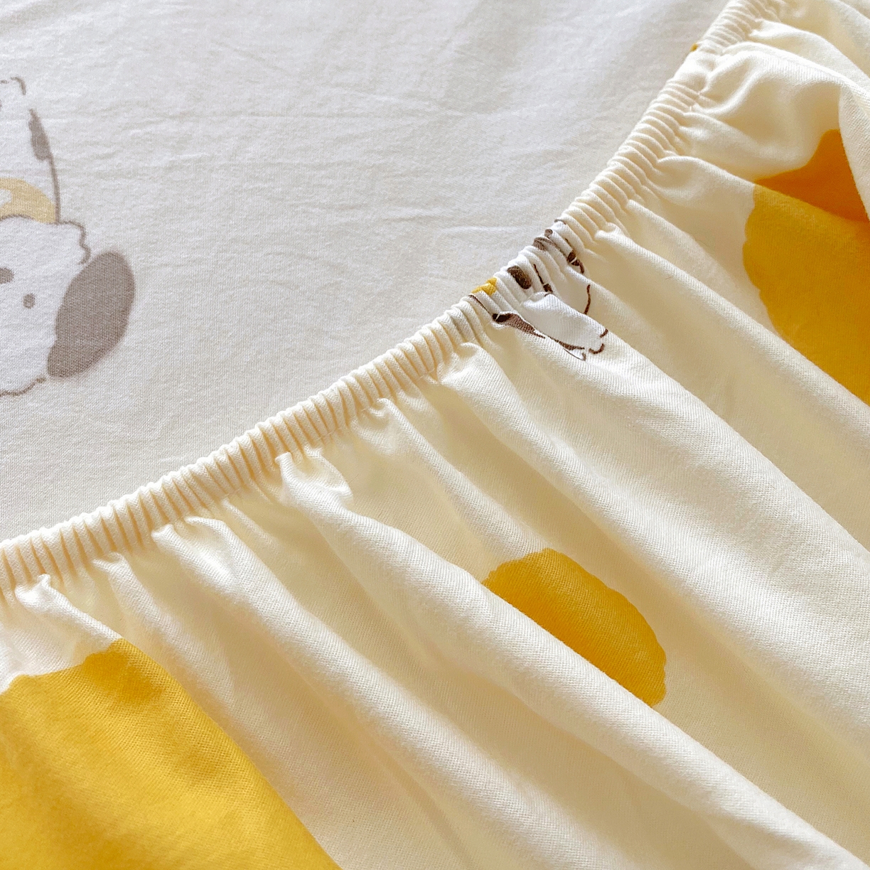 91家纺网 家纺一手货源 找家纺 悦织湾家纺 2026新款斜纹加厚水洗棉超细斜（加厚）床笠单床笠床笠单件-席梦思保护套 床笠-波点小狗