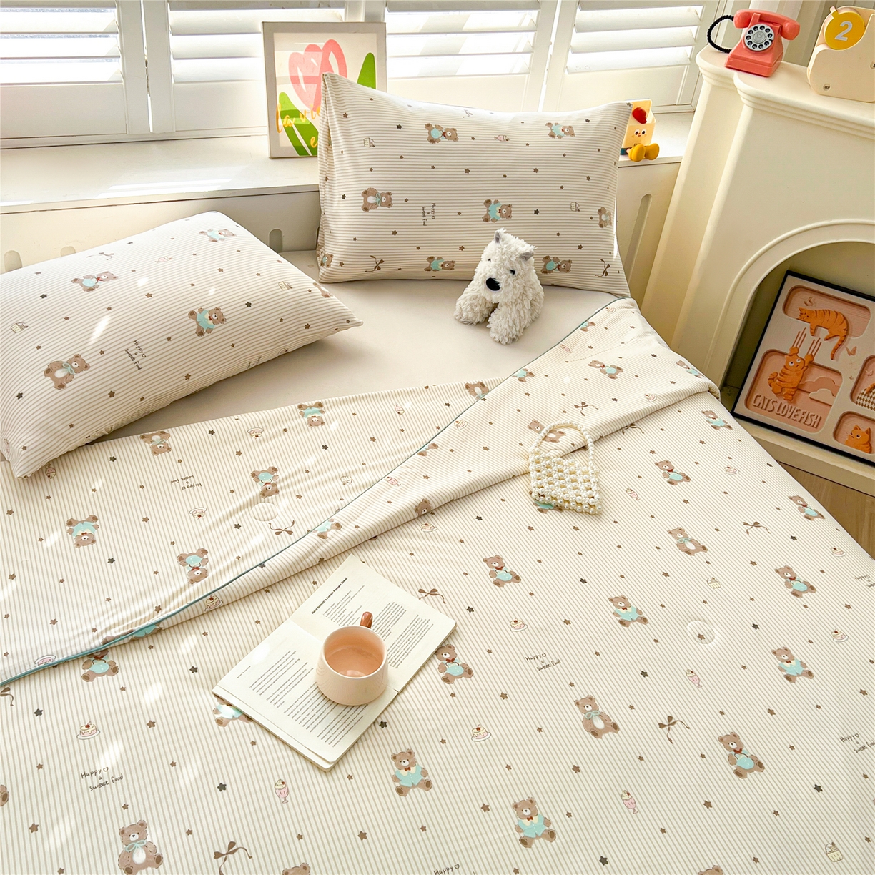 91家纺网 家纺一手货源 找家纺 优被业 2026新款A类牛奶丝针织棉软糯凉感大豆夏被空调被夏凉被(20%大豆国标包检测） 晚安熊