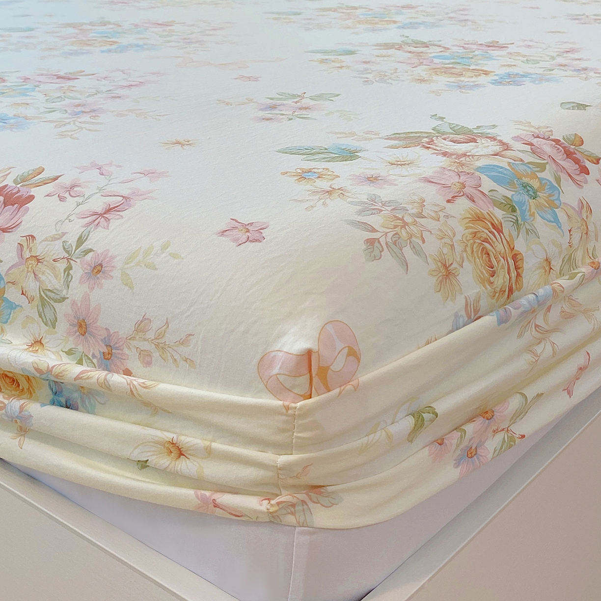 91家纺网 家纺一手货源 找家纺 悦织湾家纺 2026新款斜纹加厚水洗棉超细斜（加厚）床笠单床笠床笠单件-席梦思保护套 床笠-春和景明