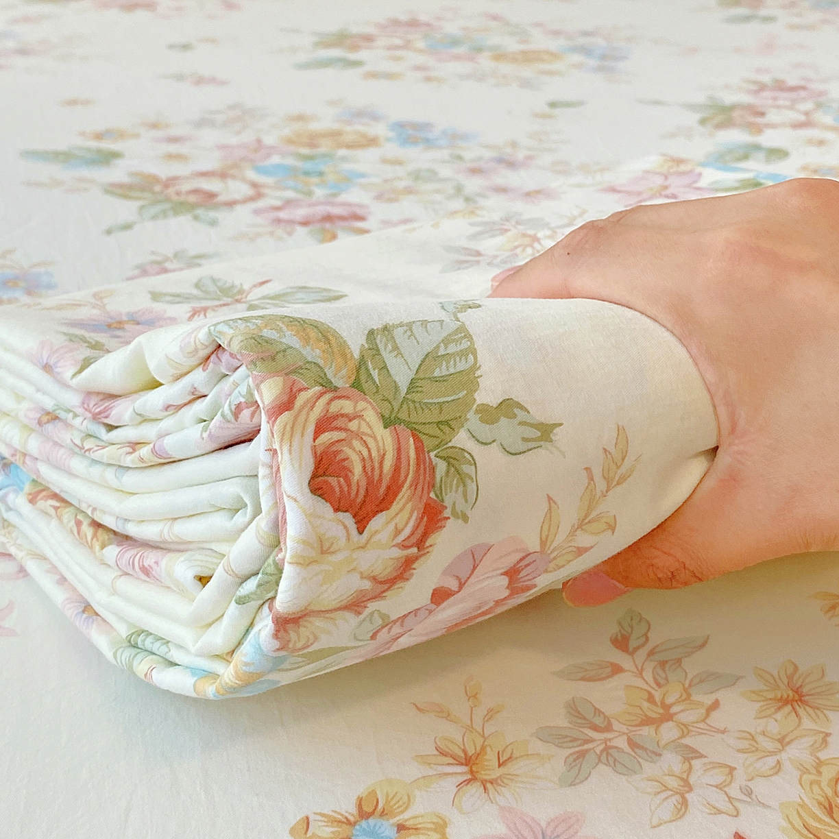 91家纺网 家纺一手货源 找家纺 悦织湾家纺 2026新款斜纹加厚水洗棉超细斜（加厚）床笠单床笠床笠单件-席梦思保护套 床笠-春和景明