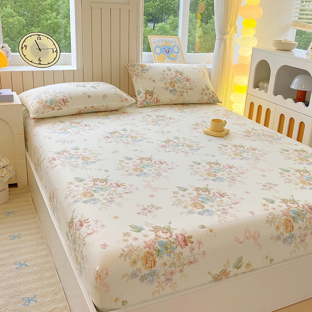 91家纺网 家纺一手货源 找家纺 悦织湾家纺 2026新款斜纹加厚水洗棉超细斜（加厚）床笠单床笠床笠单件-席梦思保护套 床笠-春和景明