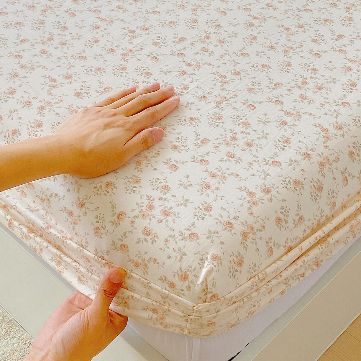 91家纺网 家纺一手货源 找家纺 悦织湾家纺 2026新款斜纹加厚水洗棉超细斜（加厚）床笠单床笠床笠单件-席梦思保护套 床笠-粉嫣