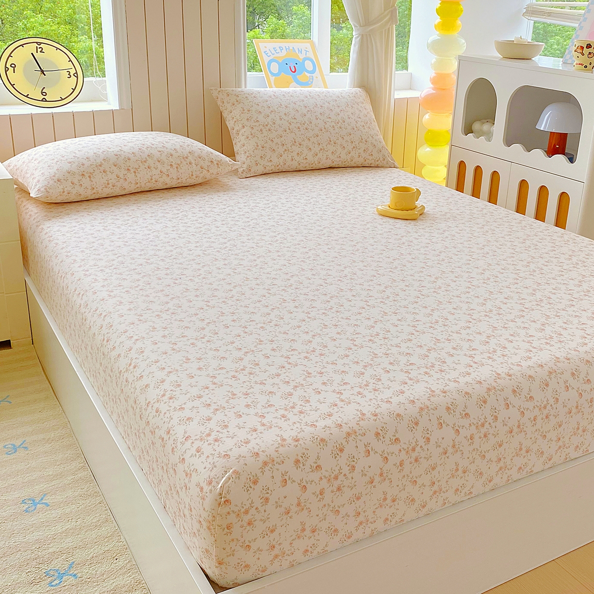 91家纺网 家纺一手货源 找家纺 悦织湾家纺 2026新款斜纹加厚水洗棉超细斜（加厚）床笠单床笠床笠单件-席梦思保护套 床笠-粉嫣