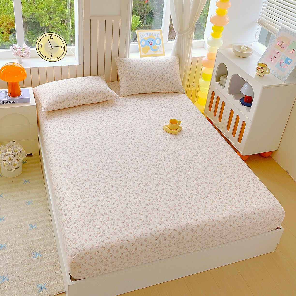 91家纺网 家纺一手货源 找家纺 悦织湾家纺 2026新款斜纹加厚水洗棉超细斜（加厚）床笠单床笠床笠单件-席梦思保护套 床笠-粉嫣