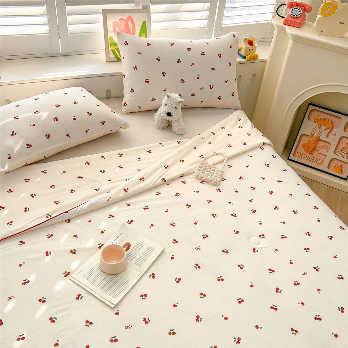 91家纺网 家纺一手货源 找家纺 优被业 2026新款A类牛奶丝针织棉软糯凉感大豆夏被空调被夏凉被(20%大豆国标包检测） 小樱桃