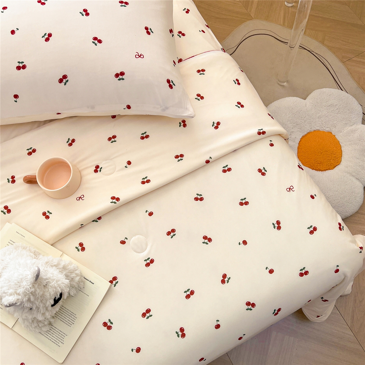 91家纺网 家纺一手货源 找家纺 优被业 2026新款A类牛奶丝针织棉软糯凉感大豆夏被空调被夏凉被(20%大豆国标包检测） 小樱桃