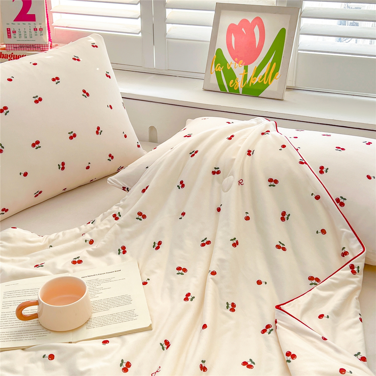 91家纺网 家纺一手货源 找家纺 优被业 2026新款A类牛奶丝针织棉软糯凉感大豆夏被空调被夏凉被(20%大豆国标包检测） 小樱桃