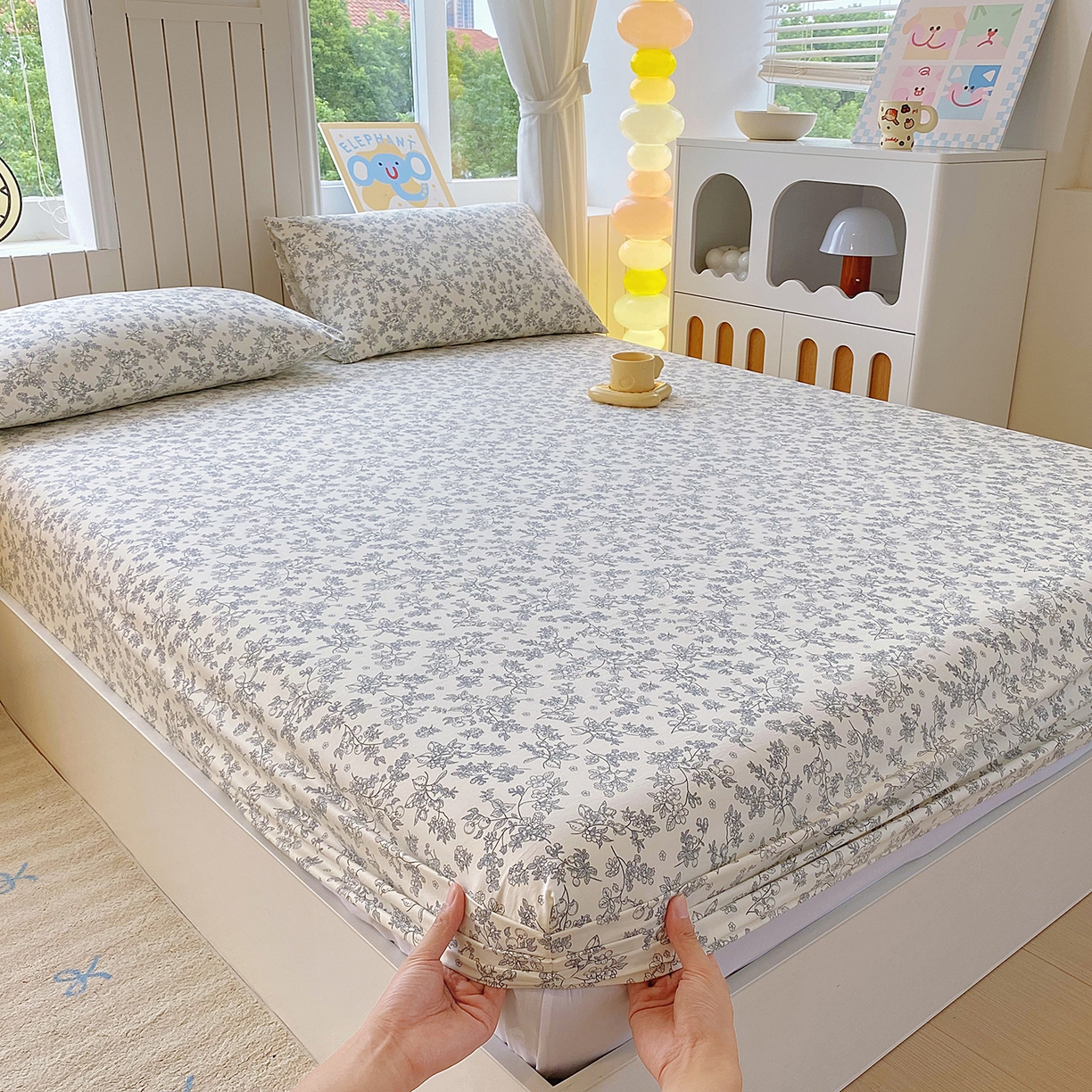 91家纺网 家纺一手货源 找家纺 悦织湾家纺 2026新款斜纹加厚水洗棉超细斜（加厚）床笠单床笠床笠单件-席梦思保护套 床笠-兰亭序