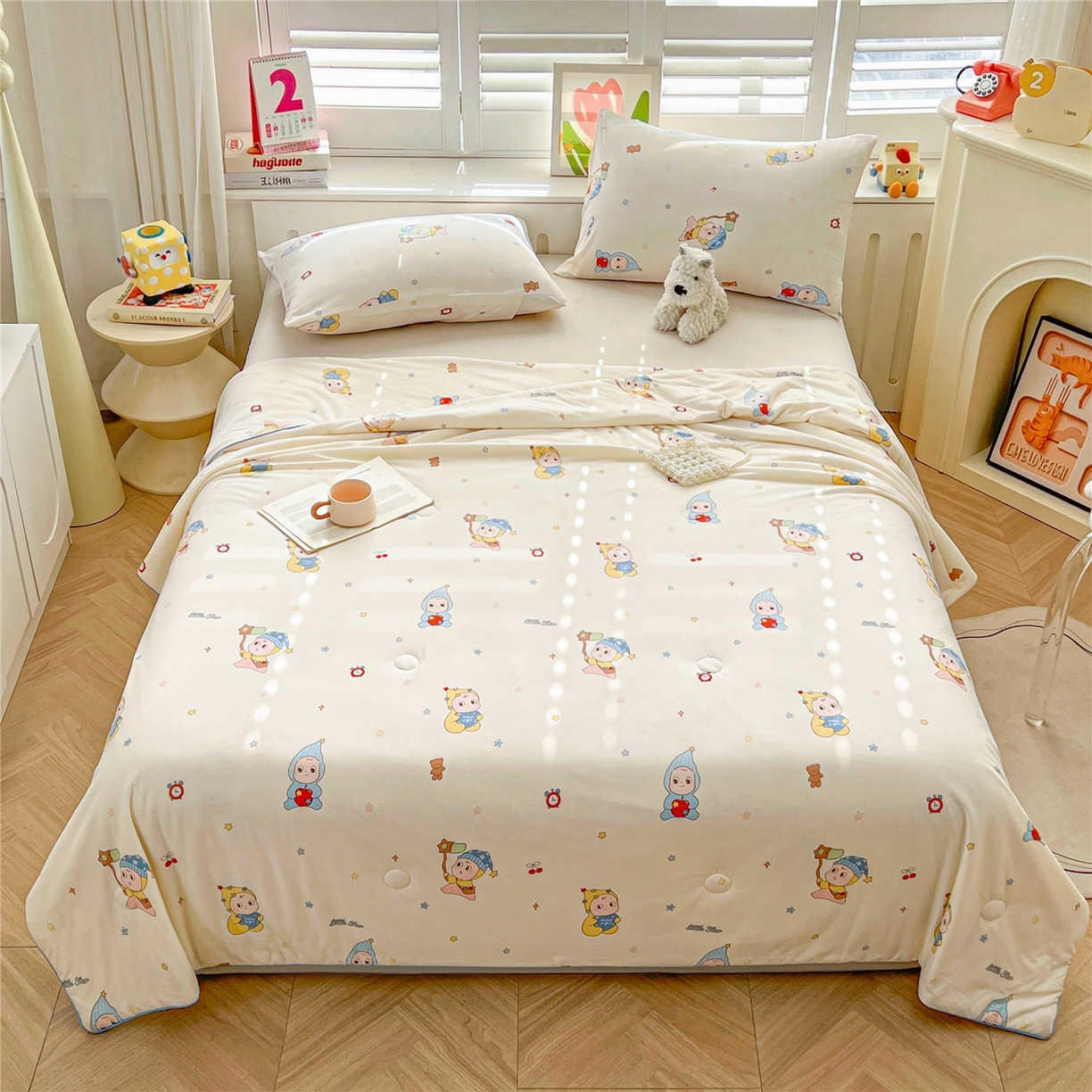 91家纺网 家纺一手货源 找家纺 优被业 2026新款A类牛奶丝针织棉软糯凉感大豆夏被空调被夏凉被(20%大豆国标包检测） 星星宝贝