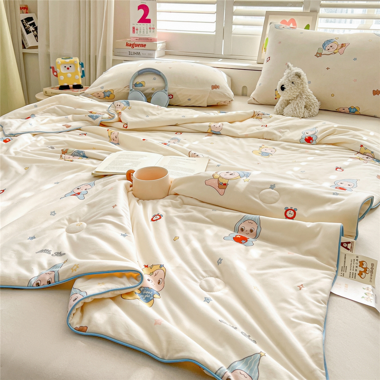 91家纺网 家纺一手货源 找家纺 优被业 2026新款A类牛奶丝针织棉软糯凉感大豆夏被空调被夏凉被(20%大豆国标包检测） 星星宝贝