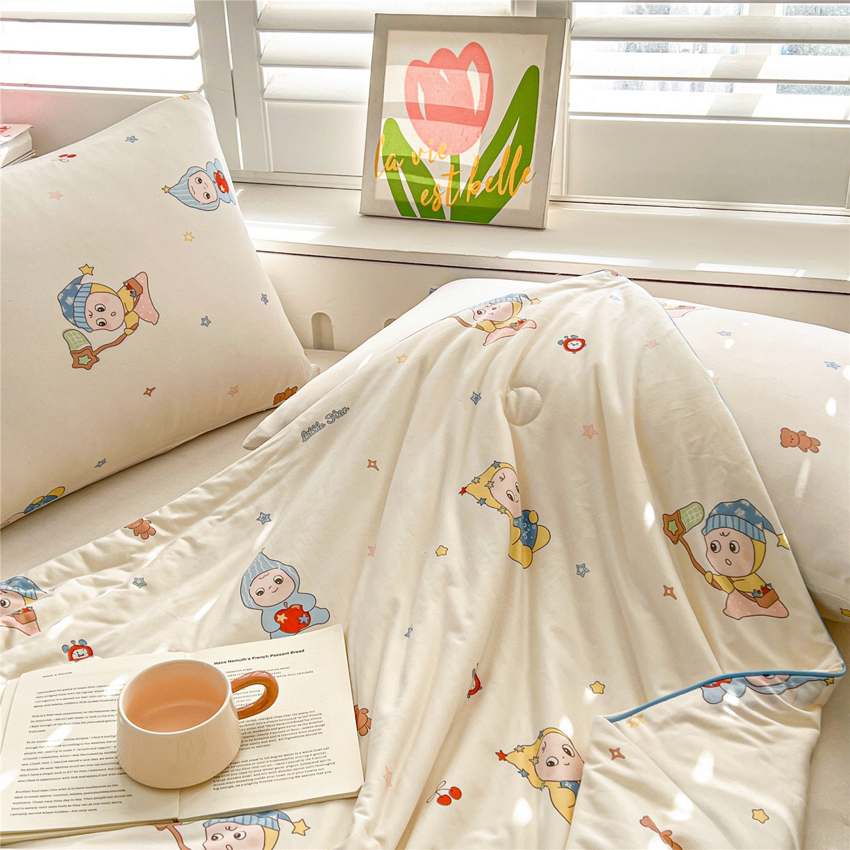 91家纺网 家纺一手货源 找家纺 优被业 2026新款A类牛奶丝针织棉软糯凉感大豆夏被空调被夏凉被(20%大豆国标包检测） 星星宝贝