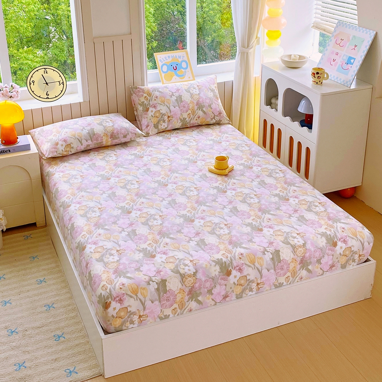 91家纺网 家纺一手货源 找家纺 悦织湾家纺 2026新款斜纹加厚水洗棉超细斜（加厚）床笠单床笠床笠单件-席梦思保护套 床笠-莫奈油画