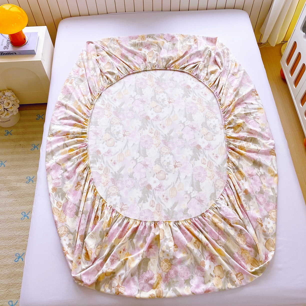 91家纺网 家纺一手货源 找家纺 悦织湾家纺 2026新款斜纹加厚水洗棉超细斜（加厚）床笠单床笠床笠单件-席梦思保护套 床笠-莫奈油画