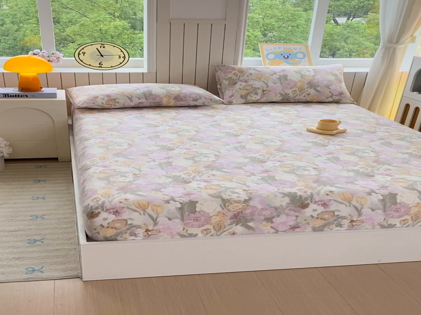 91家纺网 家纺一手货源 找家纺 悦织湾家纺 2026新款斜纹加厚水洗棉超细斜（加厚）床笠单床笠床笠单件-席梦思保护套 床笠-莫奈油画