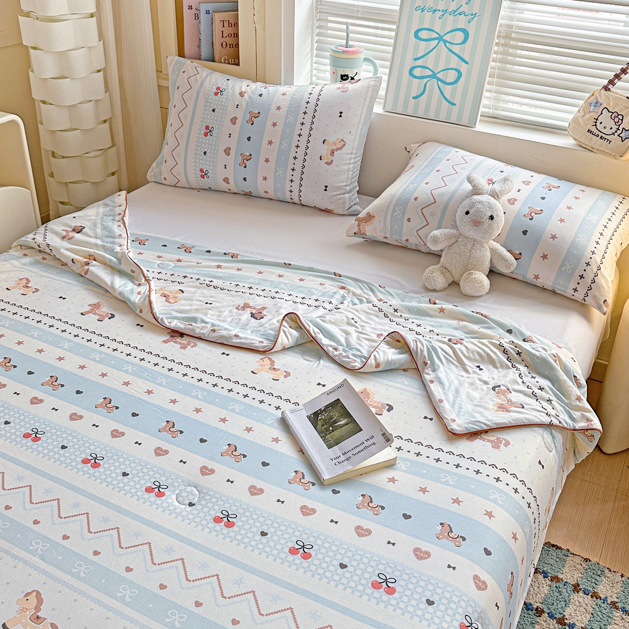 91家纺网 家纺一手货源 找家纺 优被业 2026新款A类牛奶丝针织棉软糯凉感大豆夏被空调被夏凉被(20%大豆国标包检测） 幸运小马