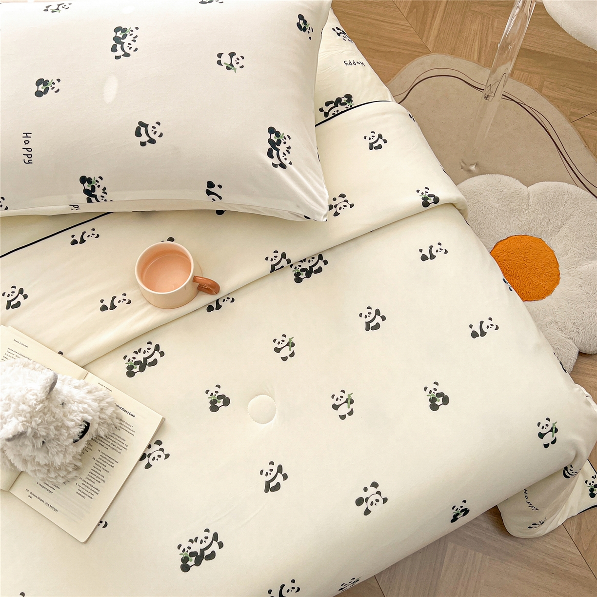 91家纺网 家纺一手货源 找家纺 优被业 2026新款A类牛奶丝针织棉软糯凉感大豆夏被空调被夏凉被(20%大豆国标包检测） 熊猫贝贝