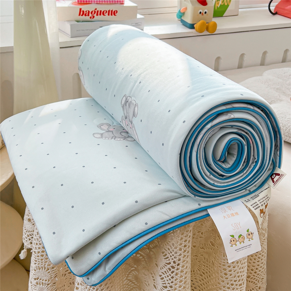 91家纺网 家纺一手货源 找家纺 优被业 2026新款A类牛奶丝针织棉软糯凉感大豆夏被空调被夏凉被(20%大豆国标包检测） 羞羞象