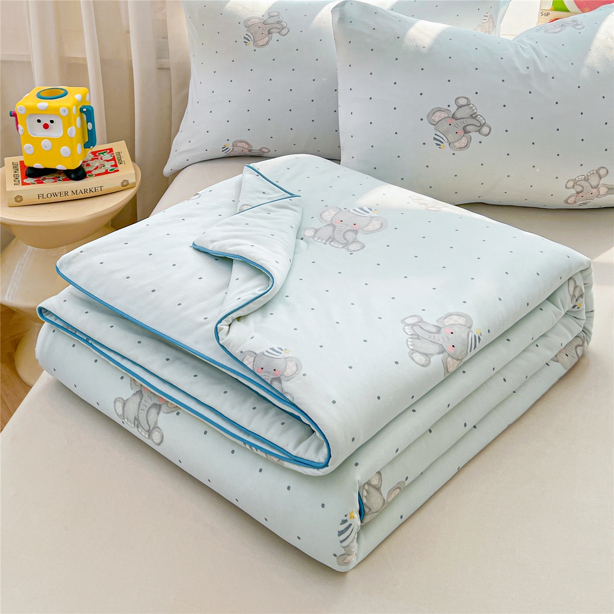 91家纺网 家纺一手货源 找家纺 优被业 2026新款A类牛奶丝针织棉软糯凉感大豆夏被空调被夏凉被(20%大豆国标包检测） 羞羞象