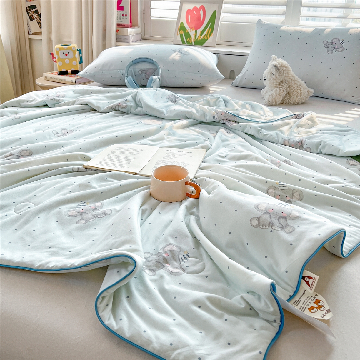 91家纺网 家纺一手货源 找家纺 优被业 2026新款A类牛奶丝针织棉软糯凉感大豆夏被空调被夏凉被(20%大豆国标包检测） 羞羞象