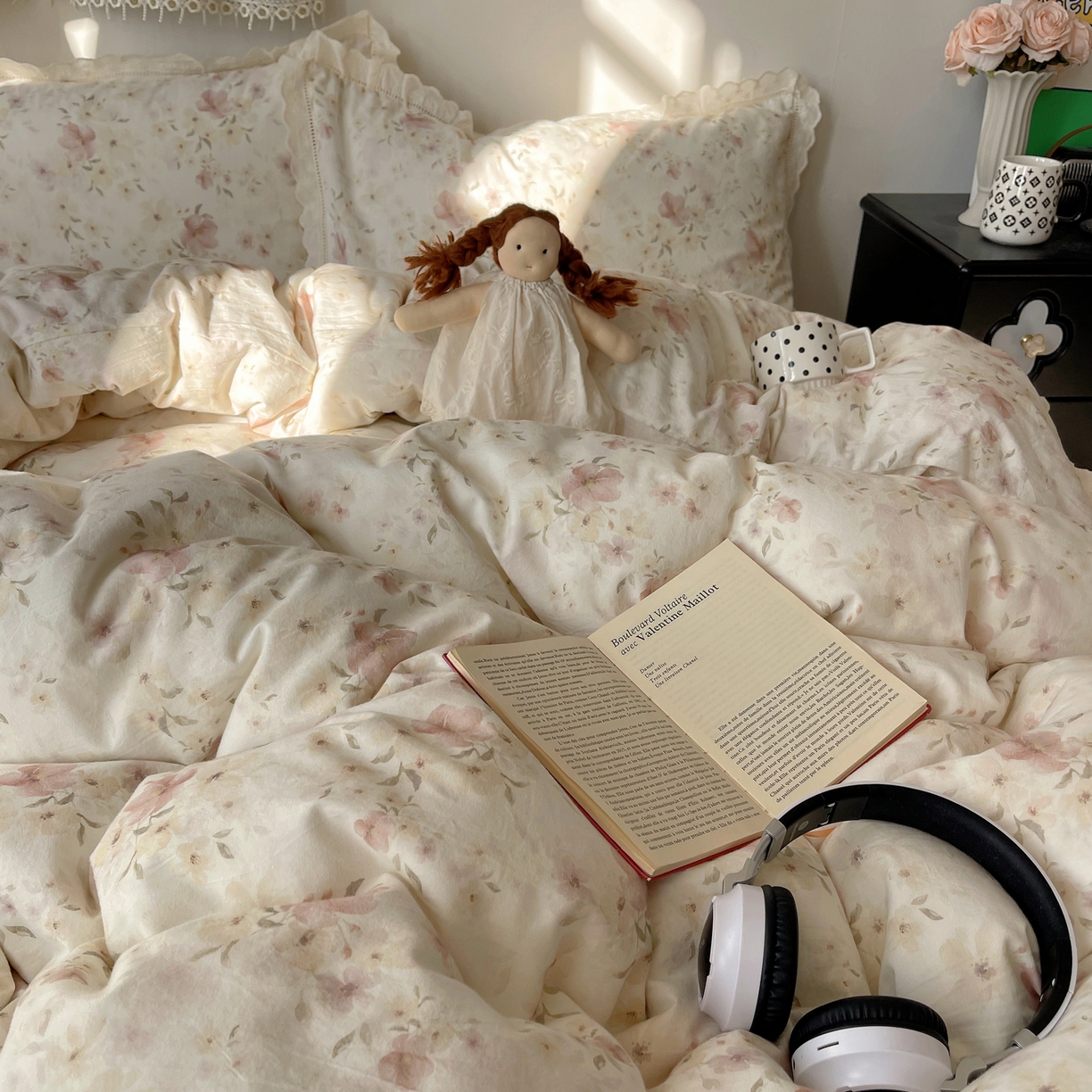 91家纺网 家纺一手货源 找家纺 （总）悦织湾家纺 2026新款镂空花边碎花款四件套印花学生宿舍床上用品三4件套单品被套枕套