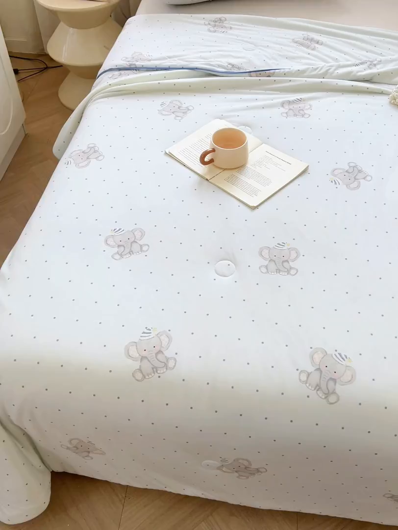 91家纺网 家纺一手货源 找家纺 优被业 2026新款A类牛奶丝针织棉软糯凉感大豆夏被空调被夏凉被(20%大豆国标包检测） 羞羞象