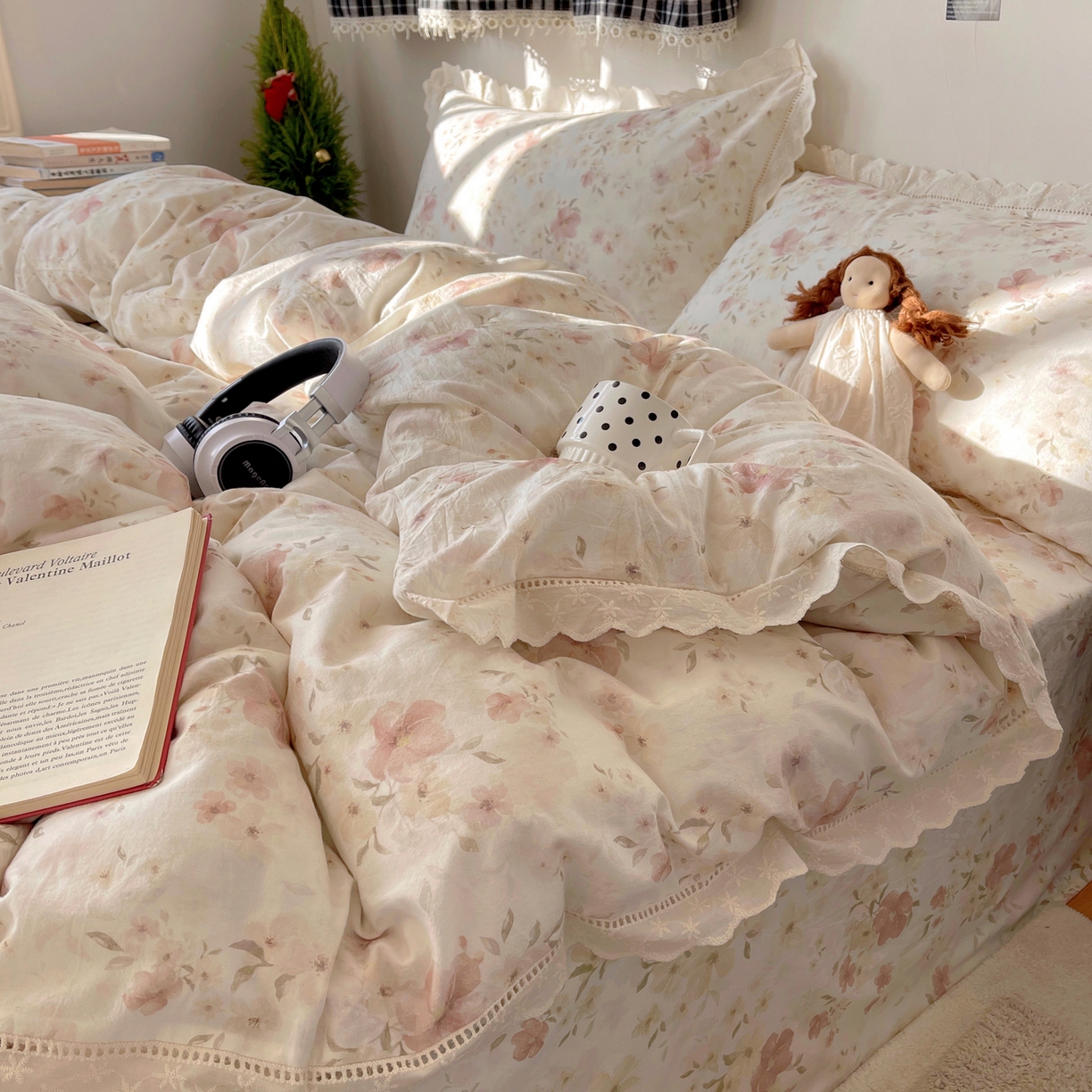 91家纺网 家纺一手货源 找家纺 （总）悦织湾家纺 2026新款镂空花边碎花款四件套印花学生宿舍床上用品三4件套单品被套枕套