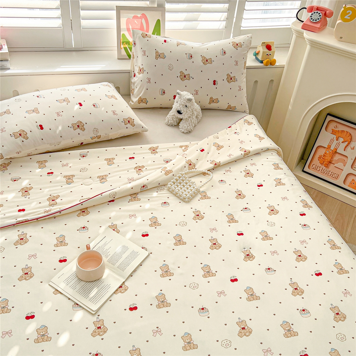 91家纺网 家纺一手货源 找家纺 优被业 2026新款A类牛奶丝针织棉软糯凉感大豆夏被空调被夏凉被(20%大豆国标包检测） 樱桃小熊