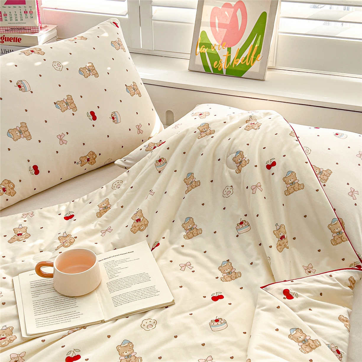 91家纺网 家纺一手货源 找家纺 优被业 2026新款A类牛奶丝针织棉软糯凉感大豆夏被空调被夏凉被(20%大豆国标包检测） 樱桃小熊