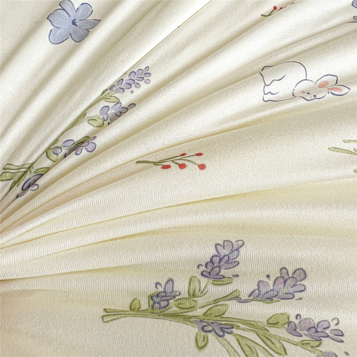 91家纺网 家纺一手货源 找家纺 优被业 2026新款A类牛奶丝针织棉软糯凉感大豆夏被空调被夏凉被(20%大豆国标包检测） 紫萱兔