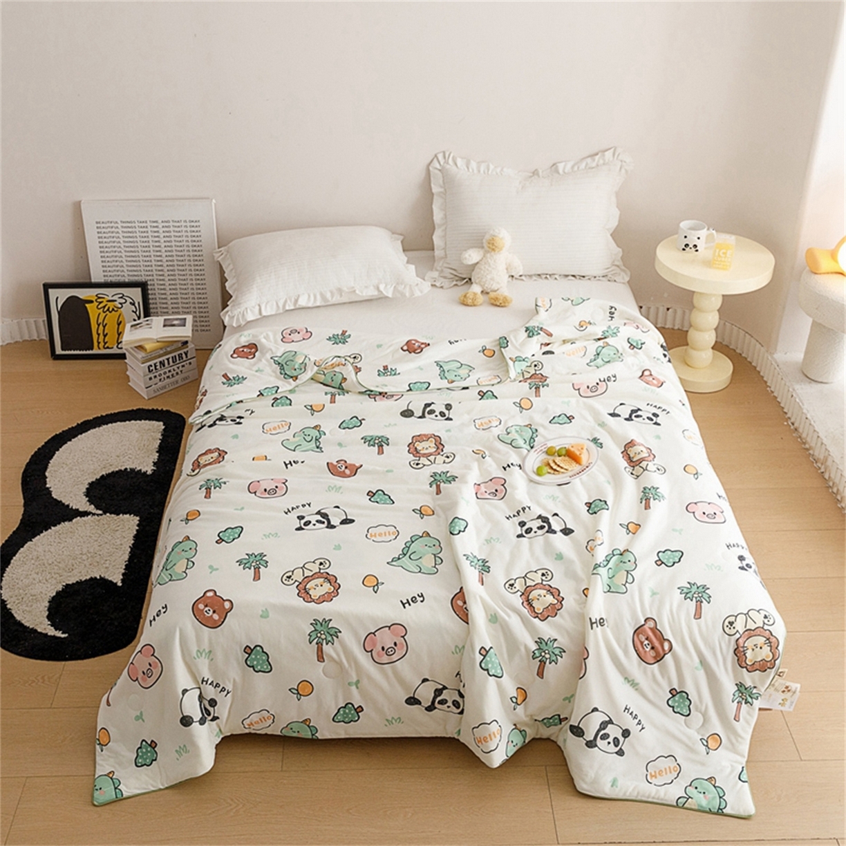 91家纺网 家纺一手货源 找家纺 优被业 2026新款A类牛奶丝针织棉软糯凉感大豆夏被空调被夏凉被(20%大豆国标包检测） 动物园