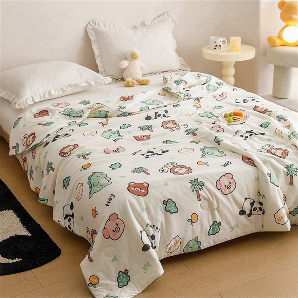 91家纺网 家纺一手货源 找家纺 优被业 2026新款A类牛奶丝针织棉软糯凉感大豆夏被空调被夏凉被(20%大豆国标包检测） 动物园