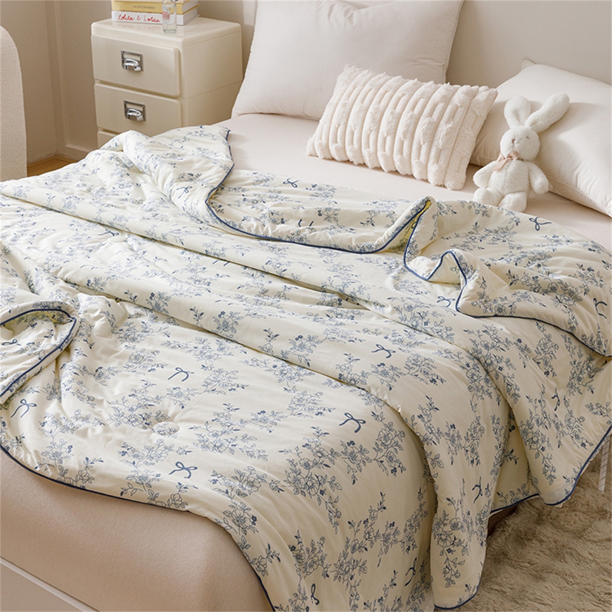 91家纺网 家纺一手货源 找家纺 优被业 2026新款A类牛奶丝针织棉软糯凉感大豆夏被空调被夏凉被(20%大豆国标包检测） 繁花